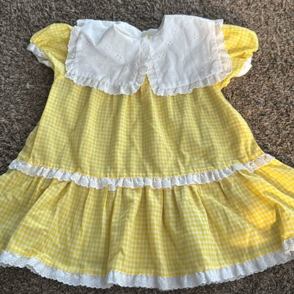 Vintage Yellow Gingham Party Dress Floral Easter Size 3x - Picture 8 of 15